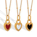 Double Sided Heart Shell Pendant Gold Tone Necklace view 5