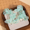 Mint Chiffon Look Flower Pearl Bead Statement Earrings view 4