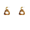 Gold Matte Acrylic Triangle Drop Earrings White Amber Resin view 5