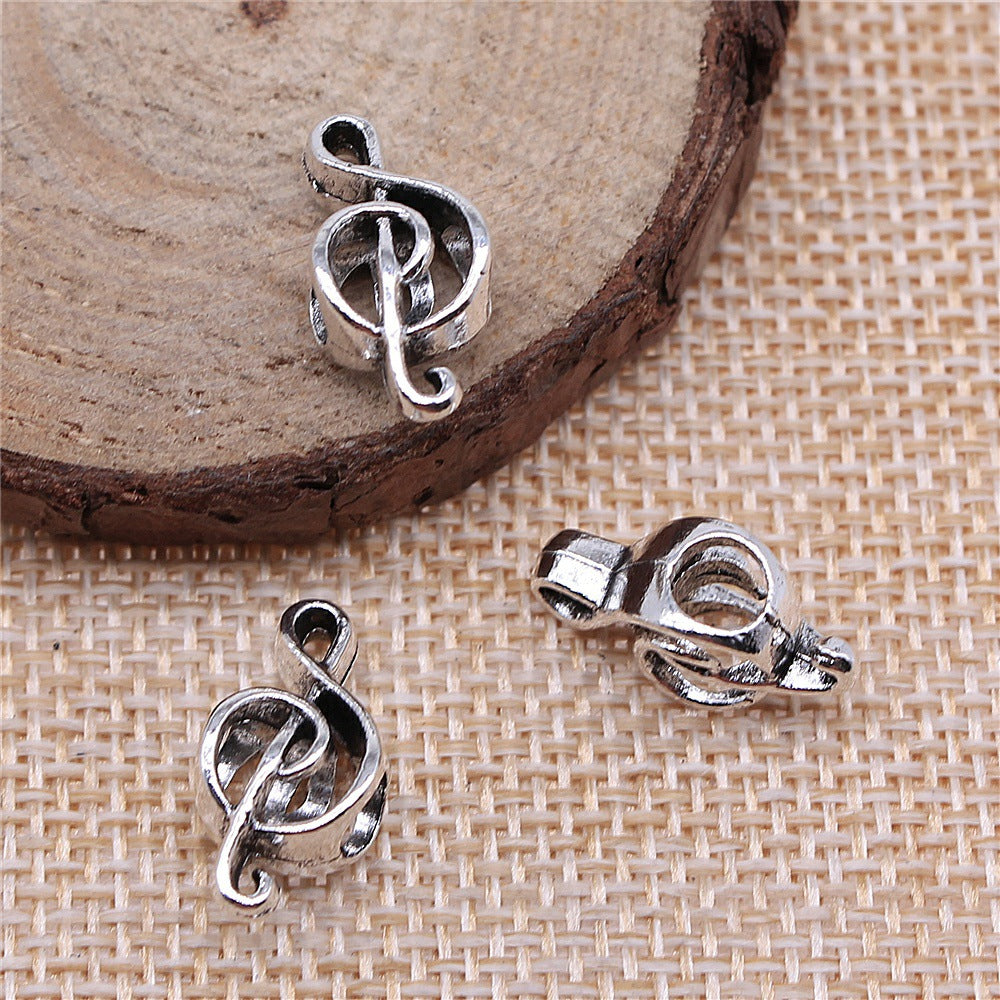 18x8x6mm 1.3g Antique Silver Zinc Alloy Music Note Large Hole Beads for Bracelet Jewelry Making