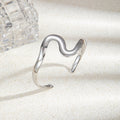 Smooth Wave Line Open Upper Arm Cuff in Gold and Silver view 4
