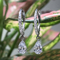 Colored Pear And Oval Stone Hinged Drop Earrings In Six Designs view 3