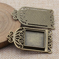 Ornate Square Cabochon Tray In Antique Bronze And Antique Silver For Jewelry Making view 4