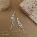 Silver Multi-Strand Textured Long Tassel Drop Earrings view 1