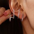 Double Line Zircon Ear Cuff Earrings Gold Or Steel view 3