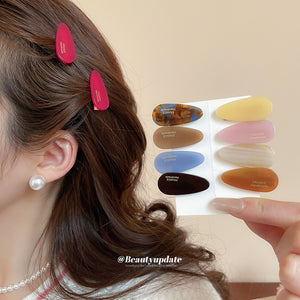 Brown Teardrop Acetate Like Duckbill Hair Clip With Gallery Color Mix