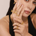 Openwork Metal Fashion Rings Butterfly Rose Wave And Bands view 2