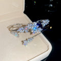 Open Cuff Bracelet Crystal Flower Leaf Designs Two Tones view 6