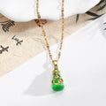 Green Jade-Look Gourd Bamboo Pendant Necklaces Gold Chain 5 Styles view 8