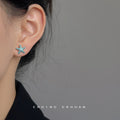 Silver Tone Pale Blue Shell And Starfish Asymmetric Stud Earrings view 2