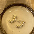 Graduated Pearl Cluster Curved Statement Stud Earrings view 2