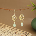 Fourteen Chinese Style Green Bead Fan and Leaf Earrings view 6
