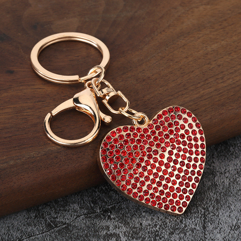 Rhinestone Heart Zinc Alloy Keychain for Bags and Car Keys