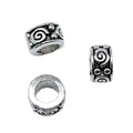 Scroll Pattern Large Hole Bead in Antique Silver Tone view 3