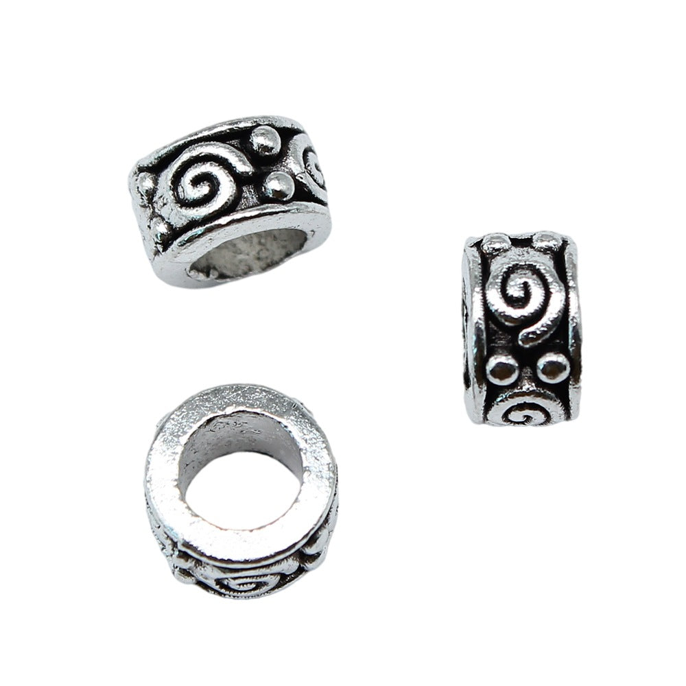 8x8x5mm 1.1g Antique Silver Zinc Alloy Round Large Hole Spacer Beads for Bracelet Jewelry Making