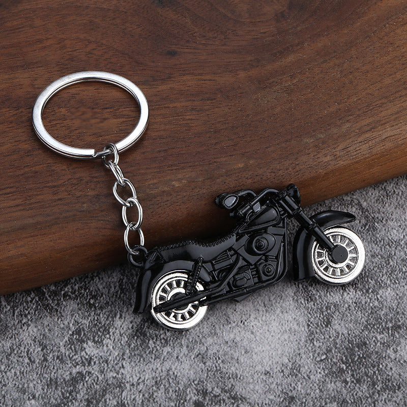 Large Color Motorcycle Metal Keychain with Movable Wheel Pendant