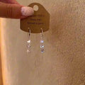 Minimal Clear Crystal Triple Drop Hook Earrings With Decorative Metal Accents view 1
