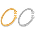 Open Cable Twist Cuff Bangle With Polished Ball Ends view 5