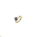 Blue Evil Eye Medallion Gold Tone Adjustable Open Ring view 5