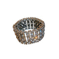 Clear Rectangle Grid And Teardrop Loop Wide Bracelets In Silver Tone view 5