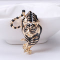 Sculpted Tiger Head Brooch in Silver or Rose Gold Tone view 7