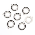 Black Edge Rhinestone Open Circle Pendant Charms in Two Finishes view 6