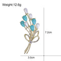 Floral Bouquet Pearl Look Metal Brooch Pin 7.2 x 3 cm view 2