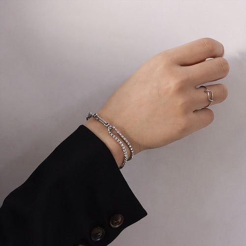 Steel paperclip rhinestone bracelet style worn on wrist