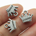Princess Crown Pendant Charm in Antique Silver and Antique Bronze Metal view 1