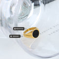 Black Oval Signet Ring Gold Steel Multi Size Metal Band view 2