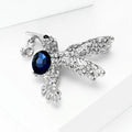 Silver Rhinestone Hummingbird Brooch Navy Crystal Body view 2