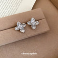 Four Petal Crystal Flower Stud Earrings in Two Colors view 3