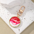 Gold Tone Scalloped Round Marbled Swirl Clip Keychains in Six Colors view 5