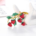 Red Green Strawberry Enamel Metal Brooch Pin for Jackets and Lapels view 3