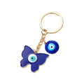 Gold and Silver Tone Blue Evil Eye Butterfly and Heart Keychains view 5