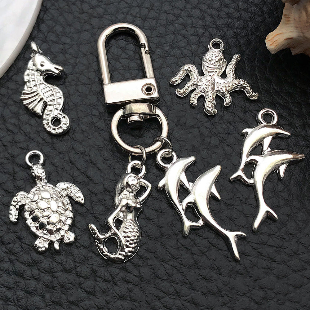 Bright Silver Zinc Alloy Mermaid Dolphin Charm Pendant for DIY Bracelet Necklace Jewelry