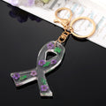 Clear Resin Pressed Flower Ankh Cross Split Ring Keychains in Five Designs view 3