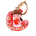 Rose Moon Boy and Girl Couple Keychain Pair with Gold Tone Rings view 5
