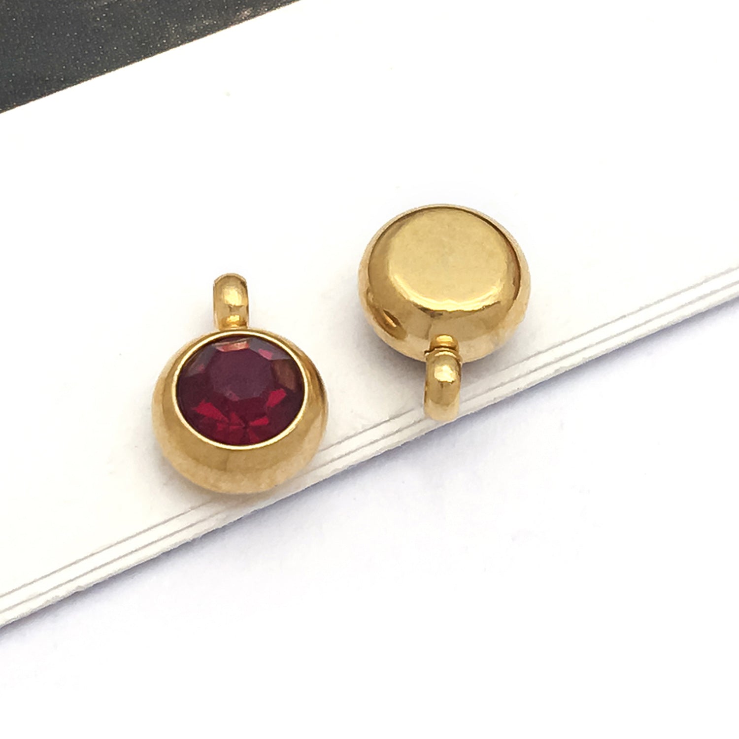 Stainless Steel Rhinestone Birthstone Charm Pendant for DIY Necklaces Bracelets