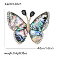 Abalone Shell Butterfly Brooch Black Antennae Rhinestone Edge view 6