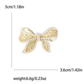 Gold Tone Bow Brooch with Crystal Mesh and Pearl Trim view 5