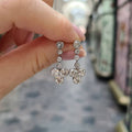 Silver Bezel Graduated Flower Drop CZ Dangle Earrings view 3