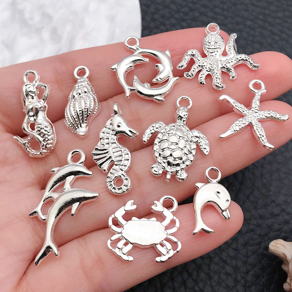 Bright Silver Zinc Alloy Mermaid Dolphin Charm Pendant for DIY Bracelet Necklace Jewelry