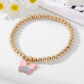 Gold Tone Beaded Smiley Butterfly Unicorn and Rainbow Bracelets view 11