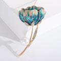 Flower Bud Brooch in Metal with Enameled Petals, a Gold-tone Stem, and a Pearl Accent view 6