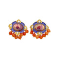 Colorful Oval Faceted Crystal Earrings With Beaded Fringe view 5