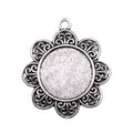 Floral Round Cabochon Pendant Tray Settings in Two Sizes view 4