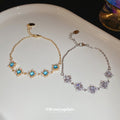 Blue Square Clear Square And Flower Crystal Bracelet Designs view 2