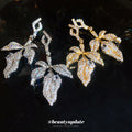 Crystal Leaf Branch Drop Earrings in Two Metal Tones view 2