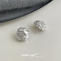 Textured Round Dome Stud Earrings In Gold And Silver view 4
